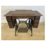 Vtg. Oak Singer Treadle Sewing Machine