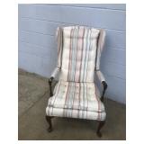 Striped Upholstered Open Arm Chair