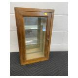Vtg. Mirrored Back 1-door Display Cabinet