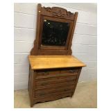 Vtg. 3-drawer Bureau w/ Swivel Mirror