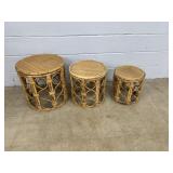 Set of 3 Rattan Circular Tables