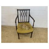 Vtg. Needlepoint Mahogany Armchair
