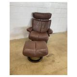 Leather Upholstered Chair & Ottoman