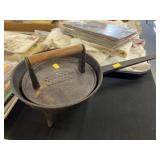 Cast Metal Footed Pot with Patty Press