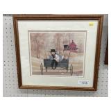 P. Buckley Moss Print - Amish Boy Holding Chicken