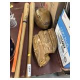 (2) Baseball Bats, Football & Baseball Glove