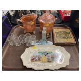 Carnival Glass, Creamers, Cigar Tin