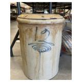 Straight Sided Slip Decorated Storage Crock