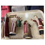 (4) Contemporary Wood Santa Figurines