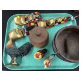 European Bells, Butter Print, Cast Metal Kettle