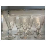 (9) Etched Glass Water Goblets
