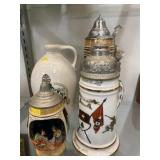 German Beer Steins and Pfaltzgraff Jug