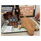 Redware Pitcher, Nutcracker, Cutting Board