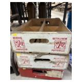 (2) Wooden with Plastic Beverage Crates