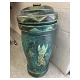 Large Turned Wood and Carved Lidded Canister