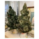 (2) Vintage Lighted Christmas Trees