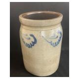 Blue Slip Decorated Stoneware Canister