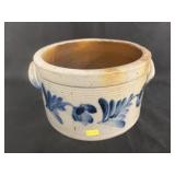 Blue Slip Decorated Straight Sided Storage Crock