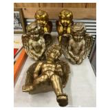 (5) Plaster of Paris Cherub Angels