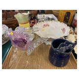 Art Glass, Porcelain Pitcher and Bowl