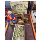 Vtg. Puzzle Block, Jack in the Box, Train, etc.