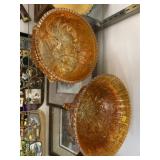 (2) Carnival Glass Footed Bowls