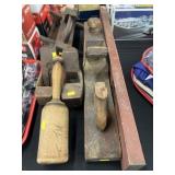 Primitive Wooden Molding Planes, Level & Masher