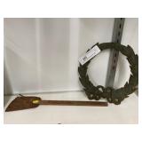 Cast Metal Wreath with Advertising Fly Swatter