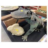 Pressed Steel Frog with Composition Rabbit