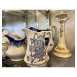 Transferware Pitchers with Candlestick