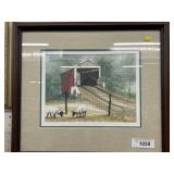 Print of 2 Sheep & Covered Bridge Print