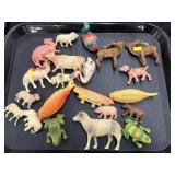 Celluloid & German Fabric Covered Animal Figurines