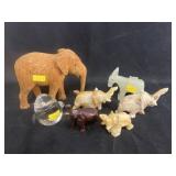 Alabaster, Glass and Wood Carved Figurines