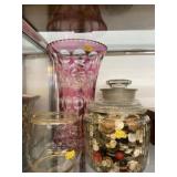Art Glass Vase, Canisters and Buttons
