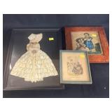 Framed Lithographs and Folk Art