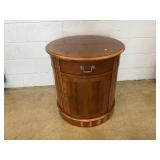 Circular Nightstand w/ Lower Drawer and Door