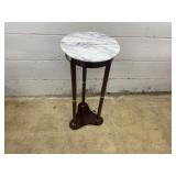 Marble Top Mahogany Circular Plant Stand