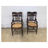 Pair of Vintage Cane Seat Side Chairs