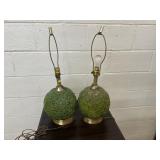 Pair of Mid-Century Glass Thread Table Lamps