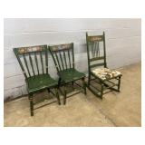 (2) Paint Decorated Side Chairs & Rocking Chair