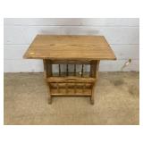 Oak End Table Magazine Rack