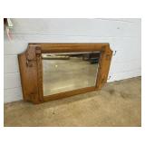 Vintage Oak Hanging Mirror.