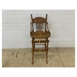 Vtg. Pressed Back Cane Seat High Chair