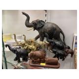 Wood and Composition Elephant Figurines