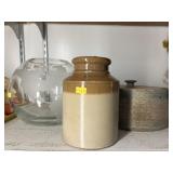 Etched Glass Vase with Contemporary Pottery