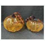 (2) Crackle Glass Pumpkins
