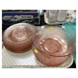 Pink Depression Plates and Serving Bowl