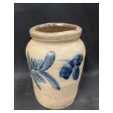 Blue Slip Decorated Storage Crock