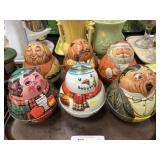 Reproduction Figural Form Tin Canisters