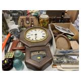 Wall Clock, Wicker Purse, Photo Frames